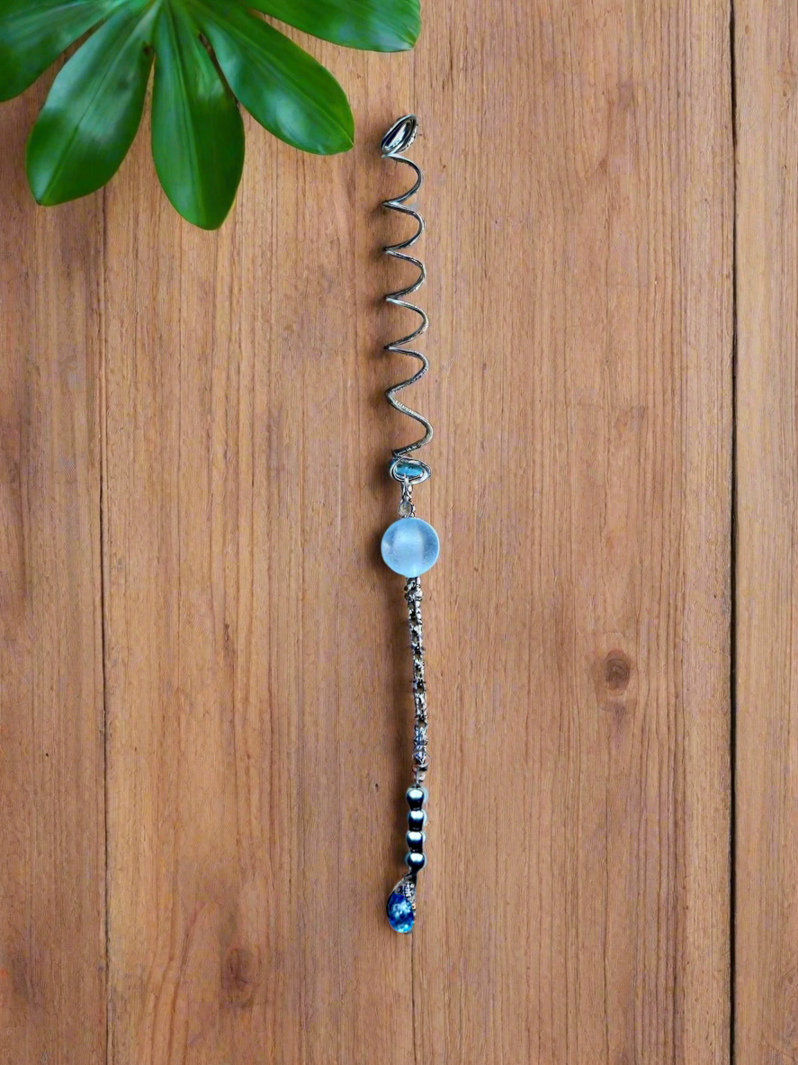 Icy Blue Beaded Braid Wrap